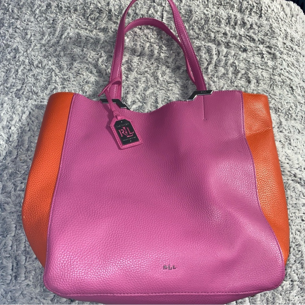 Pink and Orange Women's Lauren Ralph Lauren Tote Bag